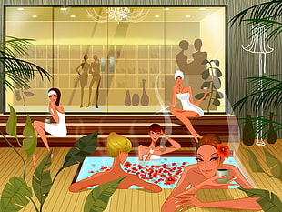 women in spa illustration
