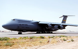 gray US Air Force plane, airplane, Lockheed C-5 Galaxy