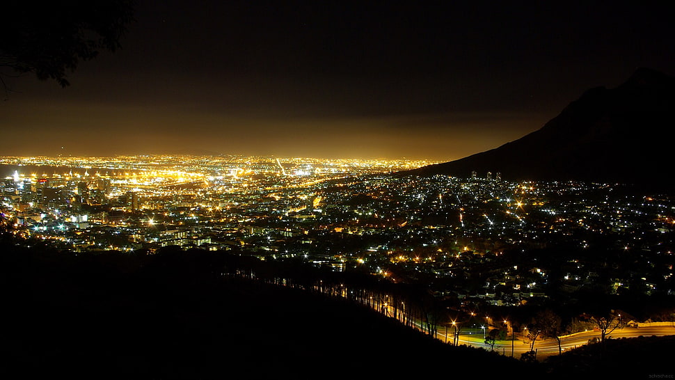 aerial city view during nighttime HD wallpaper