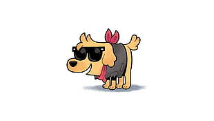 illustration of brown dog with scarf, animals, cartoon, dog