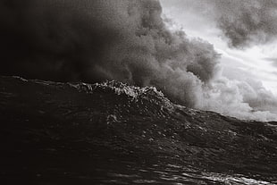 grayscale photography of beach waves, nature, landscape, clouds, Bondi Beach