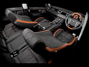 black-and-orange vehicle interior, car interior, Land Rover HD wallpaper