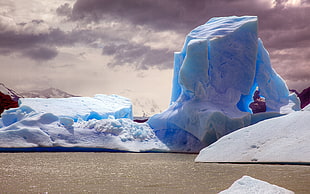 glaciers near body of water HD wallpaper