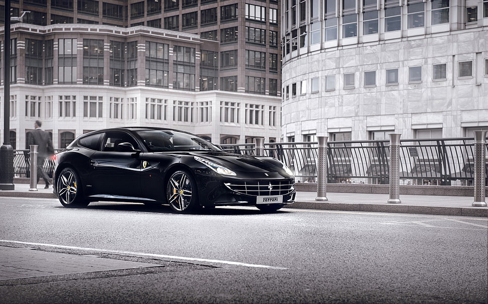 black and gray 5-door hatchback, vehicle, car, Ferrari, Ferrari FF HD wallpaper