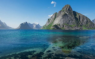 gray island, nature, landscape, mountains, island HD wallpaper