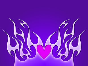 pink heart with flames poster