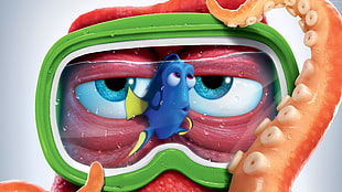 Finding Dory in front of octopus digital wallpaper