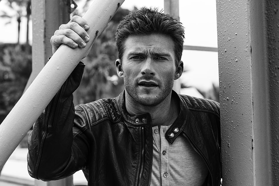grayscale photo of Clint Eastwood HD wallpaper