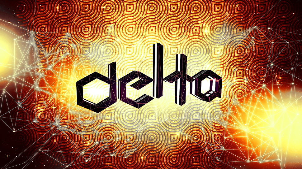Delto logo, picture frames, wireframe, orange, science HD wallpaper