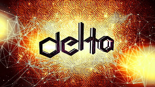 Delto logo, picture frames, wireframe, orange, science