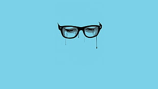 black framed eyeglasses sketch, glasses, artwork, minimalism, face
