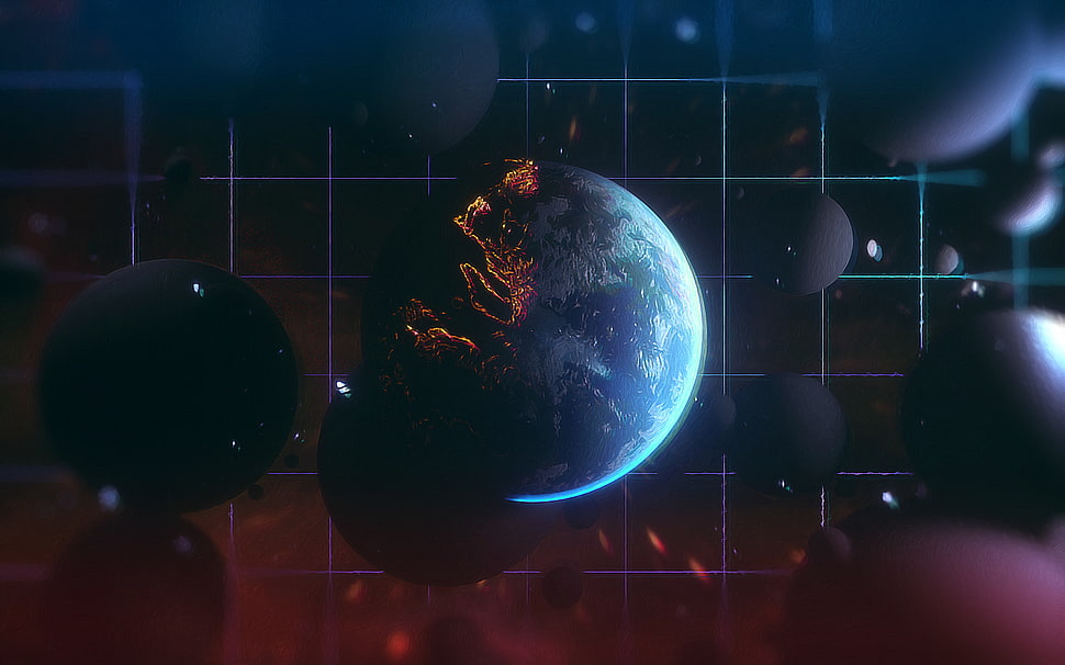 earth illustration, abstract, planet, space, Earth HD wallpaper