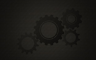 black and white area rug, minimalism, gears HD wallpaper