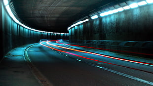 time lapse photography of tunnel HD wallpaper