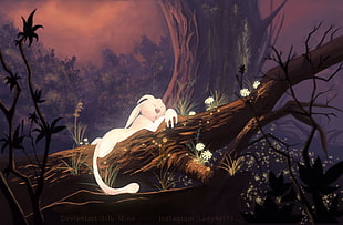 white bunny on tree, video games, Ori and the Blind Forest