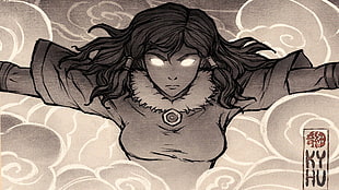 black haired female anime illustration, Korra, The Legend of Korra