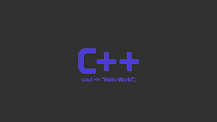 C++ text on black background, code, web development, development, c plus plus