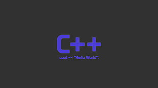 C++ text on black background, code, web development, development, c plus plus