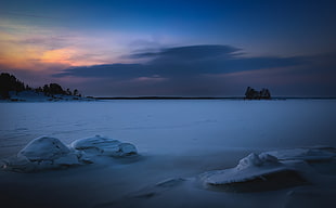 landscape photo of ice area during nighttime HD wallpaper