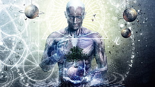 human illustration, meditation, spiritual, Cameron Gray HD wallpaper