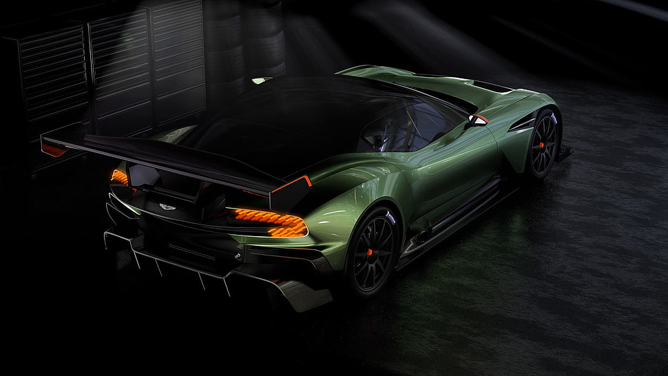 green sports car, Aston Martin Vulcan, car HD wallpaper