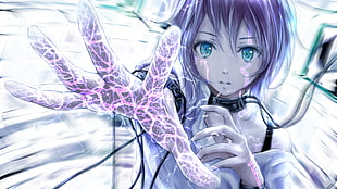 anime girls, hands, wires HD wallpaper