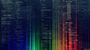monitor display screengrab, code, colorful