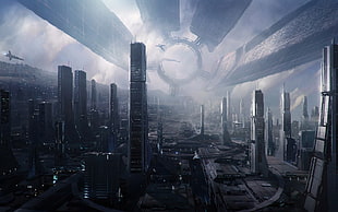Halo digital wallpaper, Mass Effect, video games, Citadel