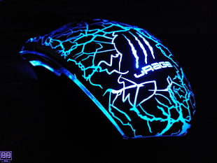 black and blue computer mouse with LED, blue, technology, video games, hama HD wallpaper