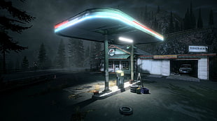 fuel station taken during night time digital wallpaper, PC gaming, Alan Wake HD wallpaper