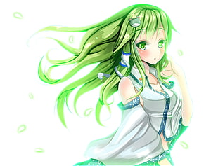 green haired female anime character HD wallpaper