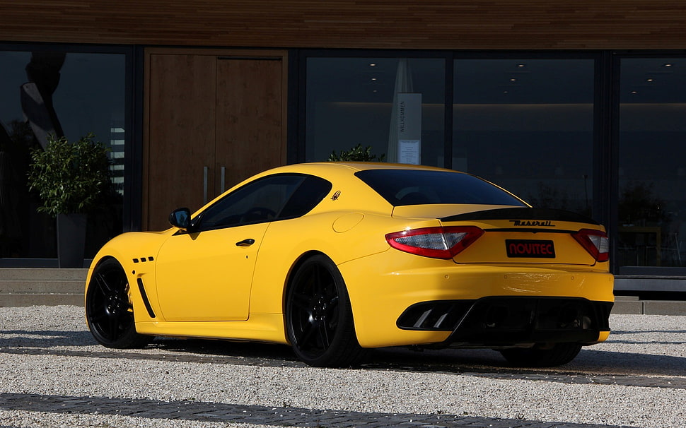 yellow Maserati Novitech coupe, Novitec, Maserati, Novitec Tridente, Maserati Gran Turismo MC Stradale HD wallpaper