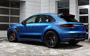 blue 5-door hatchback, car, blue, blue cars, Porsche HD wallpaper