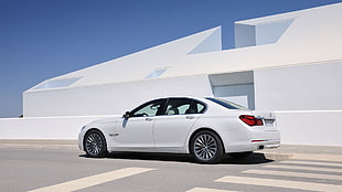 white sedan, BMW 7, car