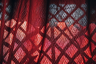 red and black window curtain