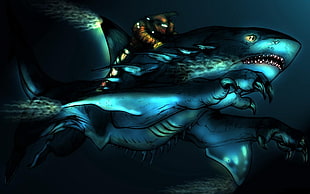 humanoid shark illustration