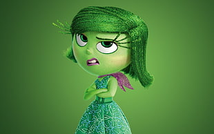 Inside Out Disgust with green background HD wallpaper