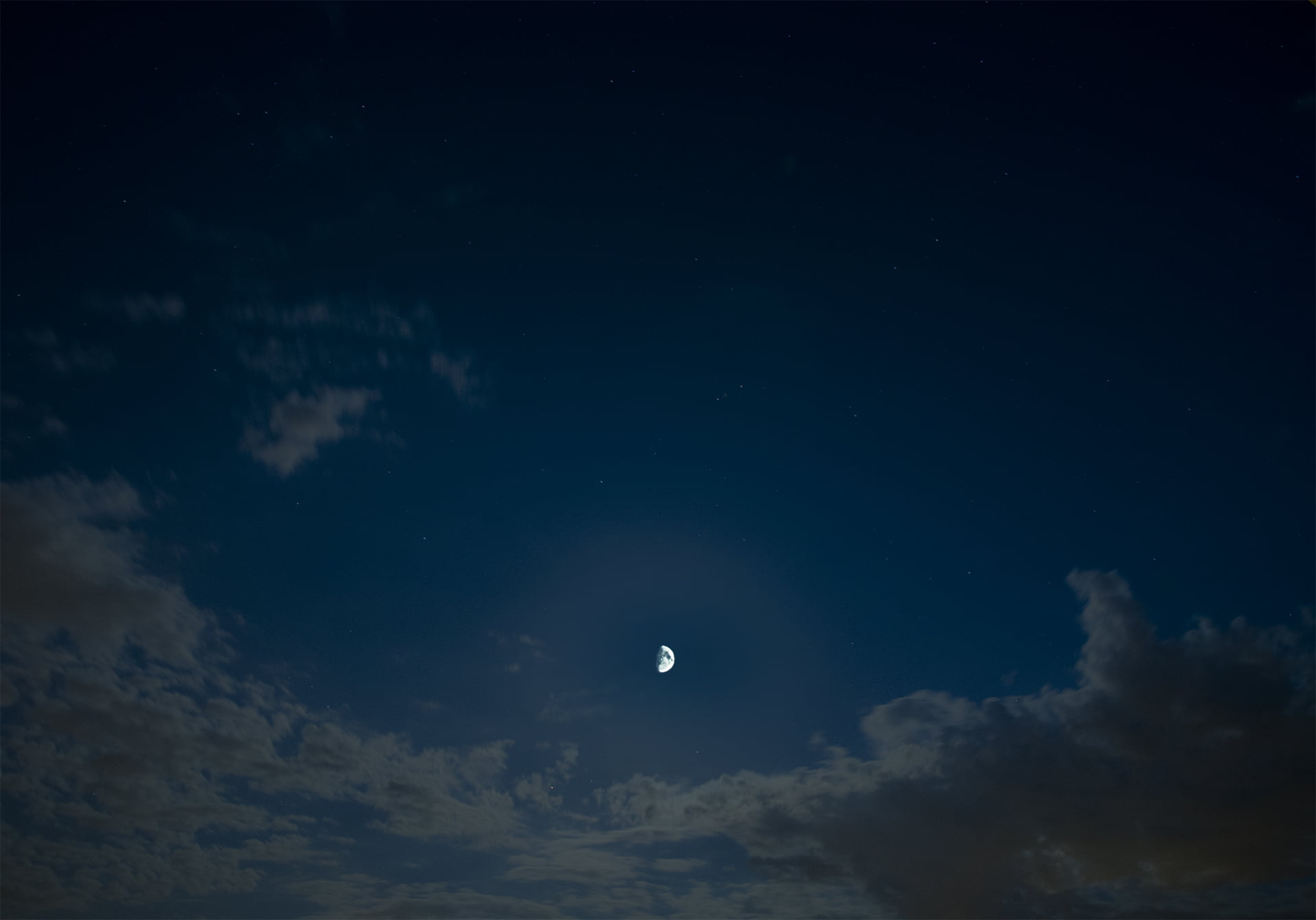 crescent moon, night, sky, Moon, clouds