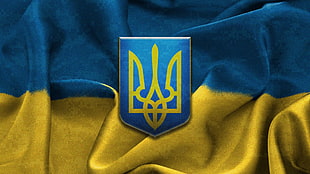 blue and yellow textile, Ukraine, flag