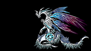 white and blue dragon illustration, video games, Dark Souls