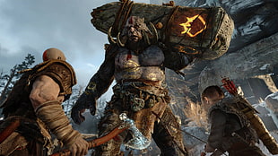warrior digital wallpaper, God, God of War, Kratos, Omega