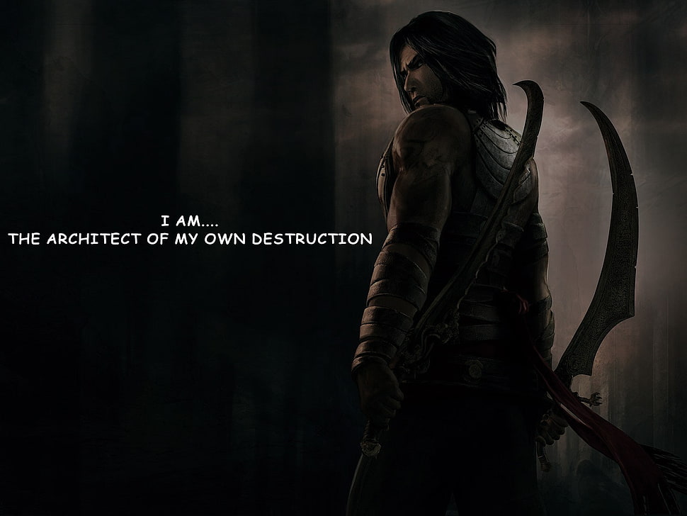 man in black suit holding swords, quote, Prince of Persia: Warrior Within HD wallpaper