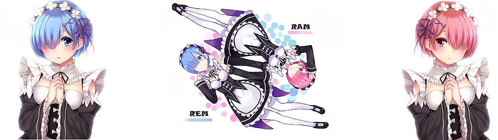 two Ram and Rem anime characters HD wallpaper