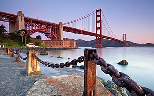 low angle photo of Golden Gate Bridge, San Francisco, Golden Gate Bridge, bridge, architecture, chains HD wallpaper