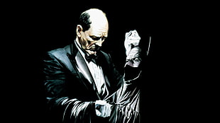 man with black suit artwork painting, Batman, artwork, magic, black