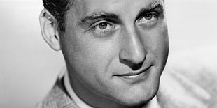 grayscale photo of man with gray top HD wallpaper