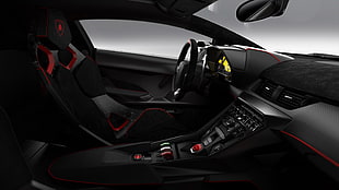black and red car seat, Lamborghini, sports car, car
