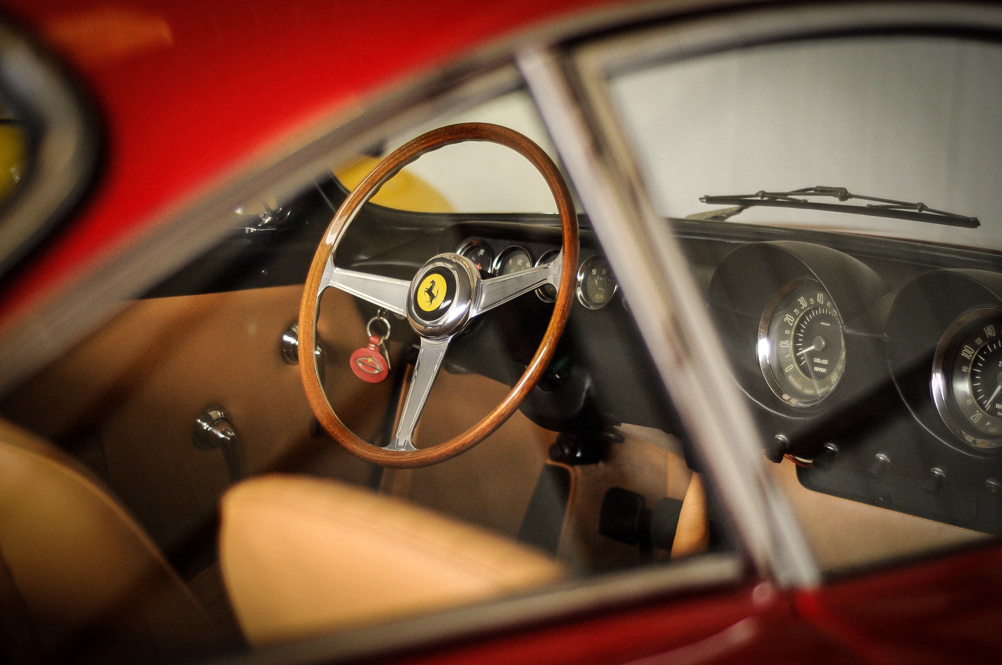 grey and brown Ferrari steering wheel, Ferrari, 250 GT Lusso, Classic Ferrari, car