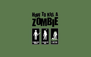 how to kill a zombie text overlay, anime, zombies, minimalism, simple background HD wallpaper