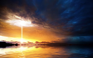 photo of clouds and body of water during sunset HD wallpaper